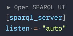 Screenshot of knowboard config file with "Open SPARQL UI"